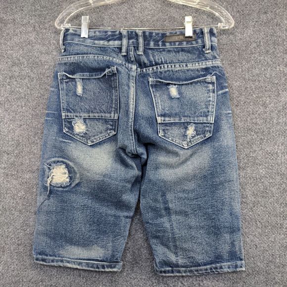 CJ Black Men's Stacked Jean Shorts Blue Size 28x12 Distressed Denim - Picture 2 of 10